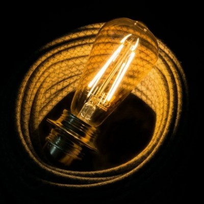 Bombilla Dorada LED Edison ST64 Filamento Largo 4W E27 Decorativa Vintage 2000K