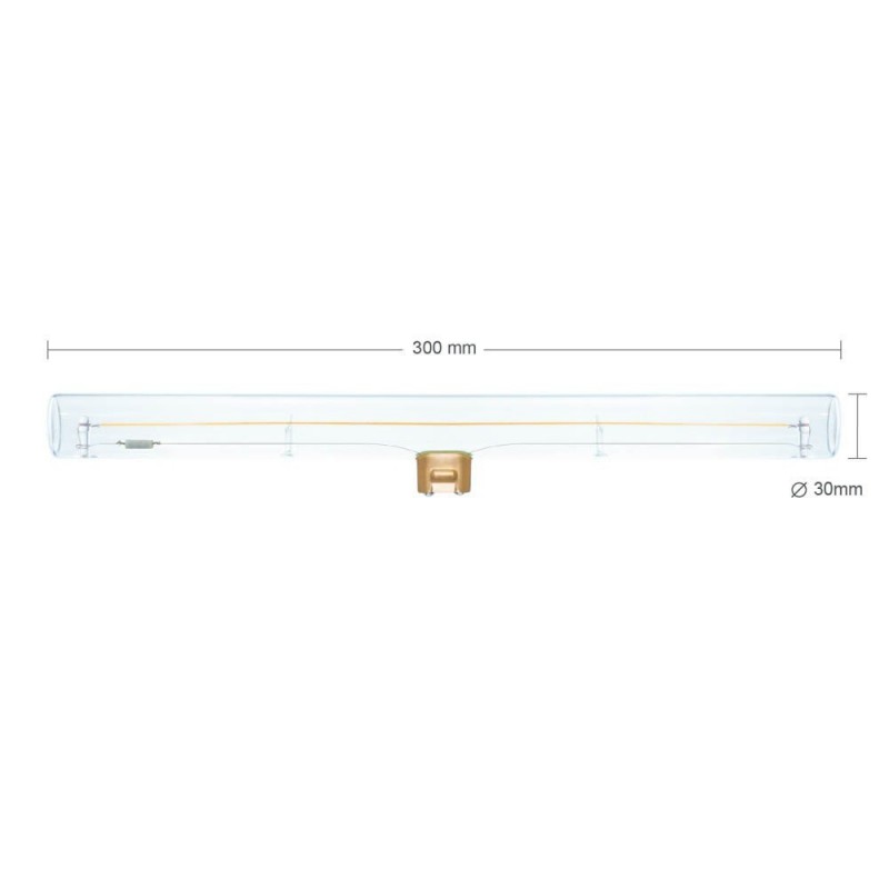 Bombilla tubo LED S14d transparente 300 mm - 8W 2200K 350Lm regulable - para S14 System