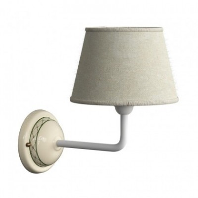 Lámpara de pared Cottage de cerámica con pantalla de tela y tubo de extensión