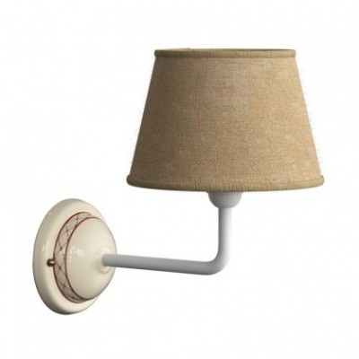 Lámpara de pared Cottage de cerámica con pantalla de tela y tubo de extensión