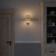 Lámpara de pared Cottage de cerámica con pantalla de tela y tubo de extensión