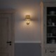 Lámpara de pared Cottage de cerámica con pantalla de tela y tubo de extensión