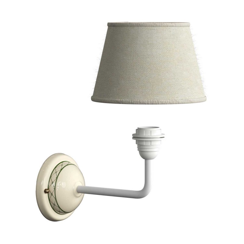 Lámpara de pared Cottage de cerámica con pantalla de tela y tubo de extensión