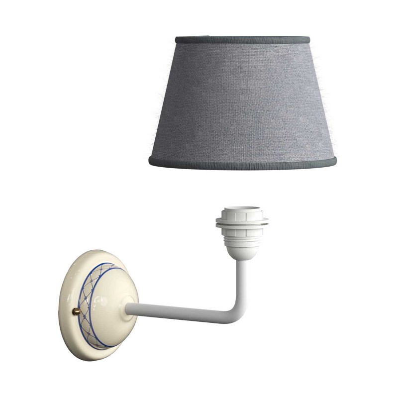 Lámpara de pared Cottage de cerámica con pantalla de tela y tubo de extensión