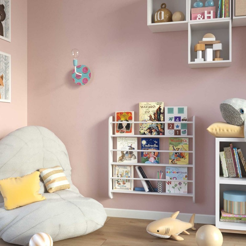 Lámpara de pared Colorful Pop de metal y porcelana con Rose-One