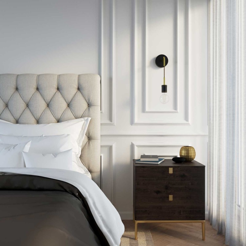Lámpara de pared Luxury Leather en madera forrada en piel