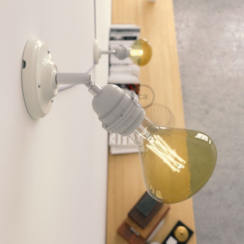 Lámpara de pared o techo Classic 90° de porcelana orientable con portalámparas roscado E27