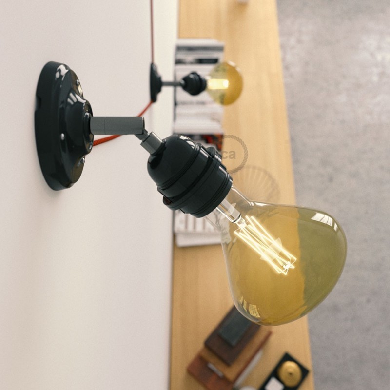 Lámpara de pared o techo Classic 90° de porcelana orientable con portalámparas roscado E27