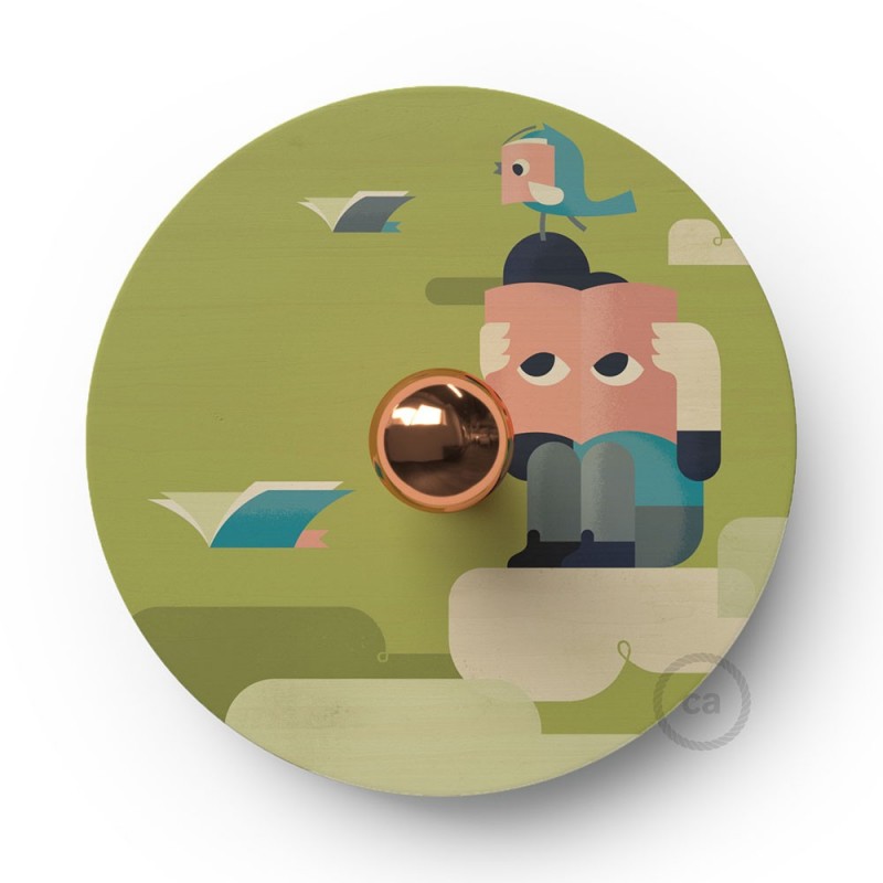 Lámpara de pared Funny Pop con pantalla UFO ilustrada doble cara, diseño por varios artistas