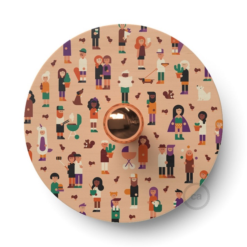Lámpara de pared Funny Pop con pantalla UFO ilustrada doble cara, diseño por varios artistas
