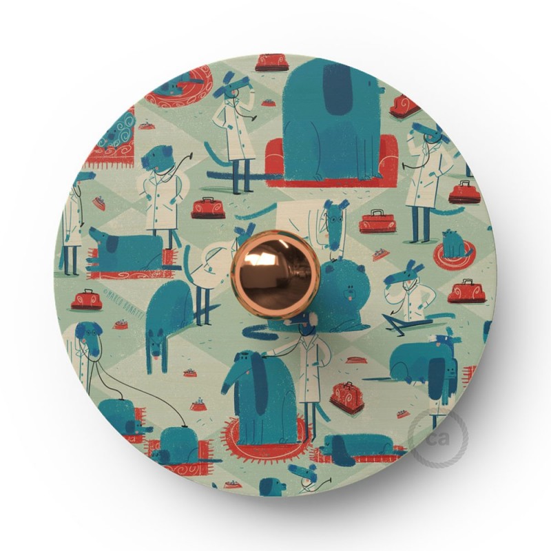 Lámpara de pared Funny Pop con pantalla UFO ilustrada doble cara, diseño por varios artistas