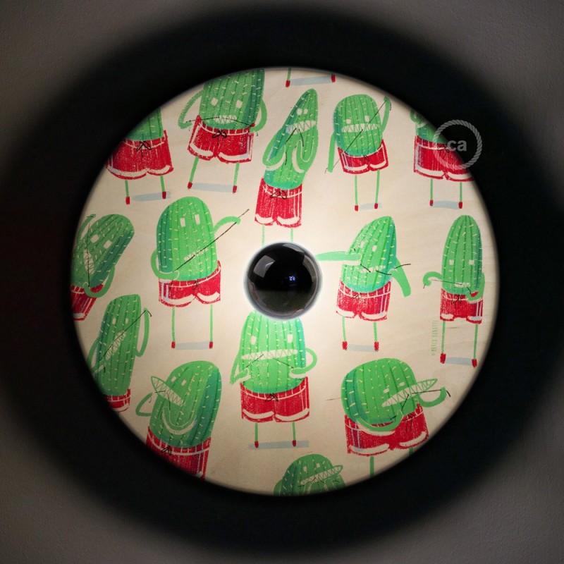 Lámpara de pared Funny Pop con pantalla UFO ilustrada doble cara, diseño por varios artistas