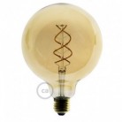 Bombilla Dorada LED Globo G125 Filamento Curvado con Espiral 5W E27 Dimmable 2000K