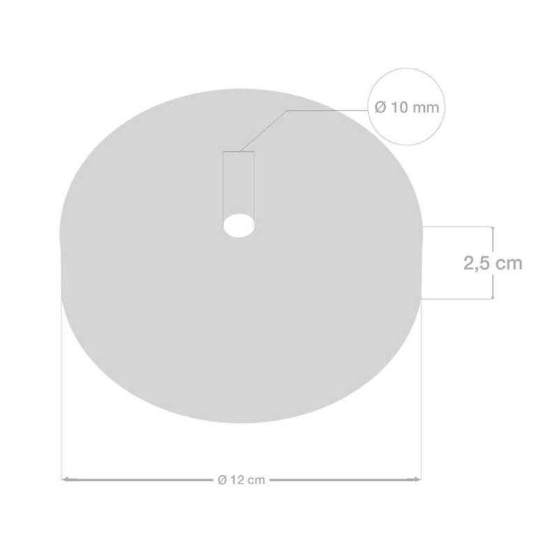 Kit rosetón cilíndrico de metal con prensaestopa de 7cm