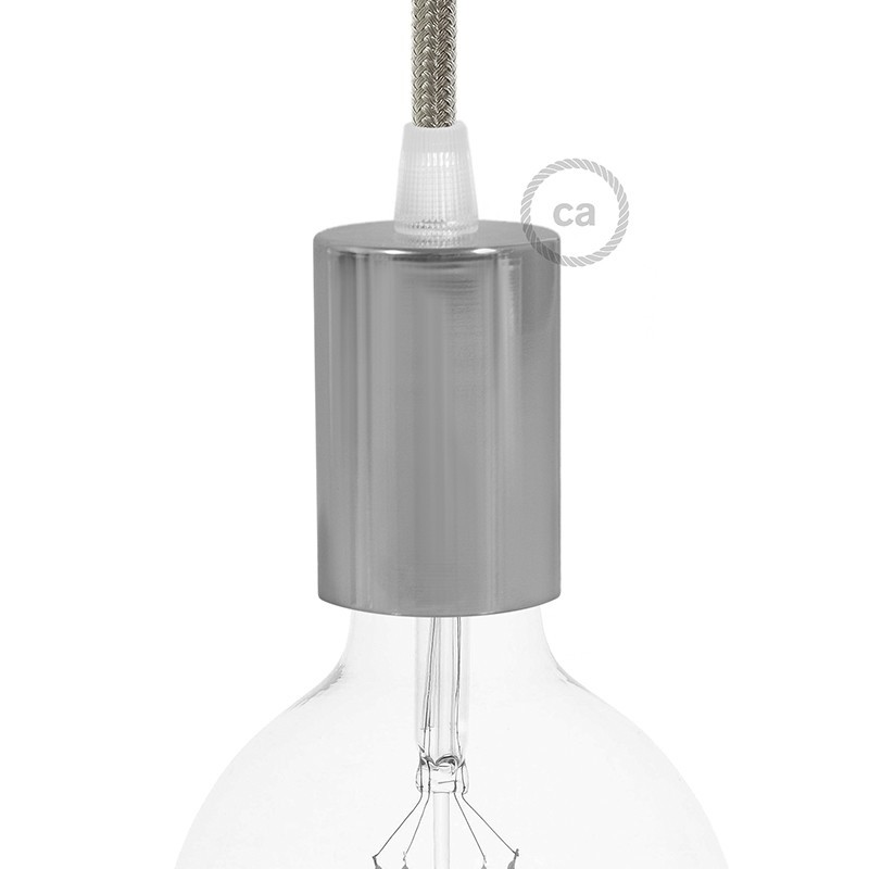 Kit portalámparas cilíndrico de metal E27