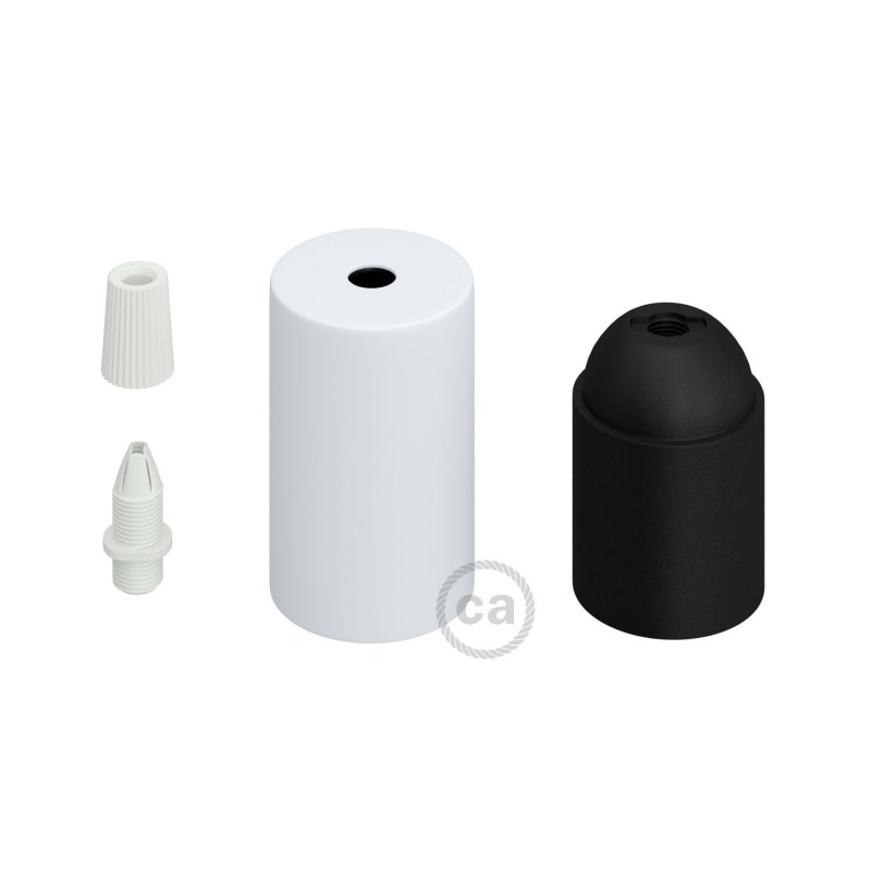 Kit portalámparas cilíndrico de metal E27