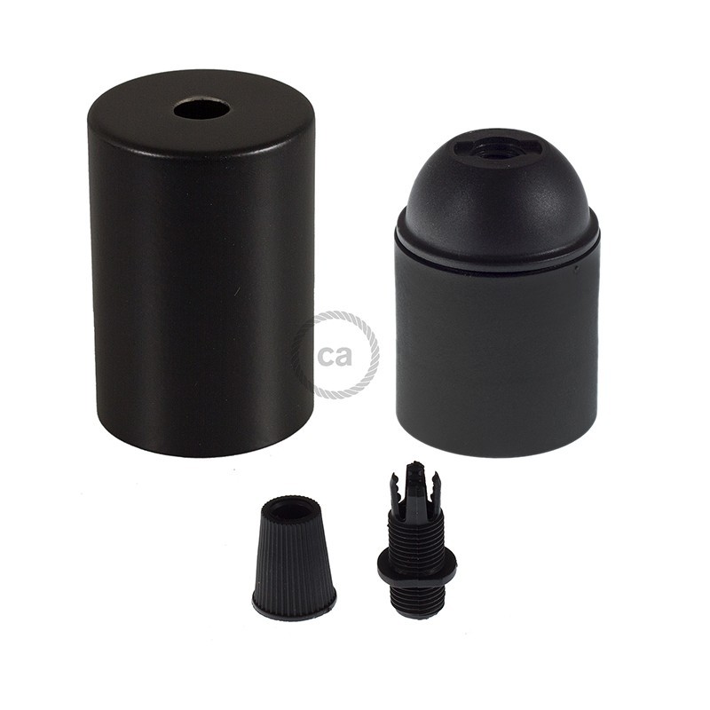 Kit portalámparas cilíndrico de metal E27
