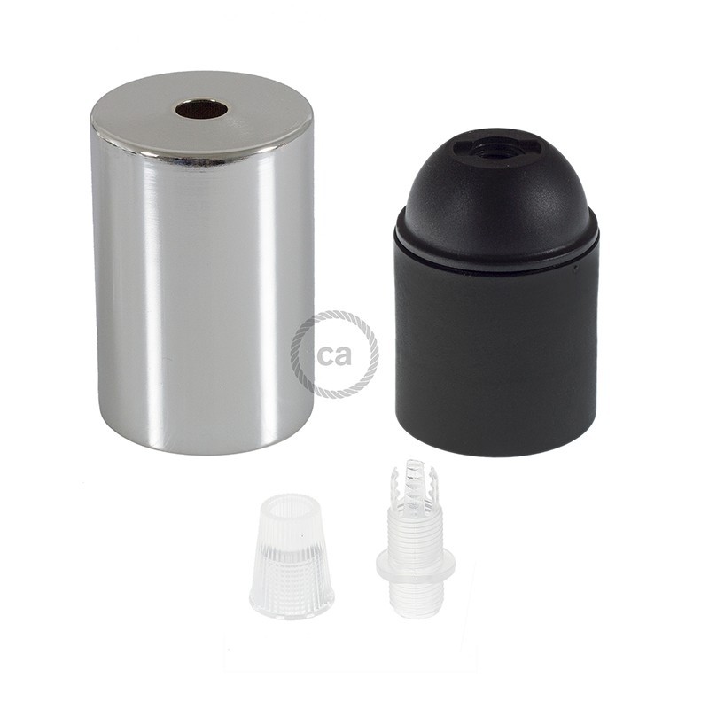 Kit portalámparas cilíndrico de metal E27
