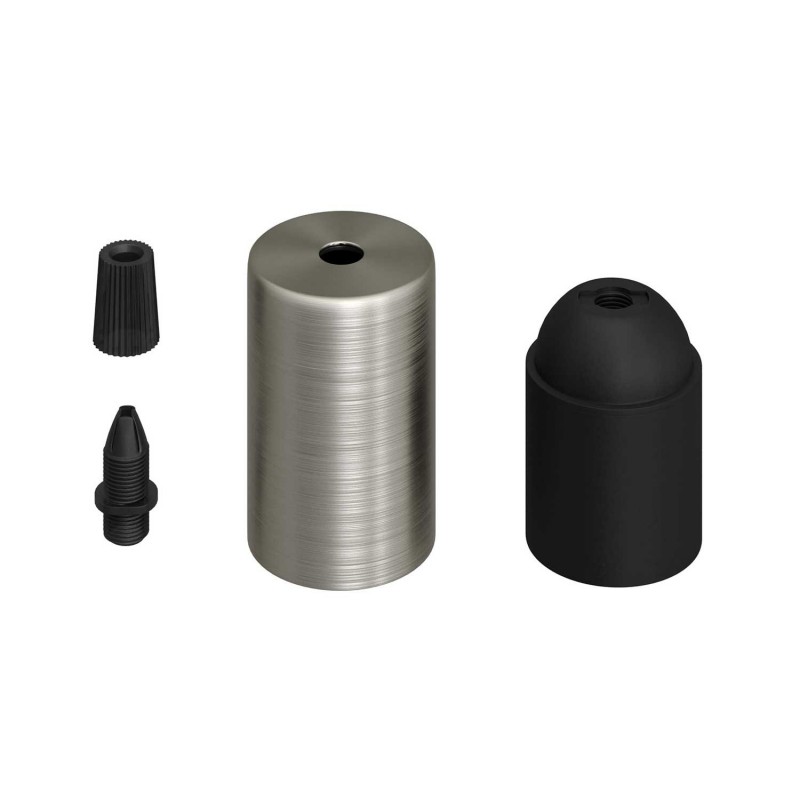 Kit portalámparas cilíndrico de metal E27