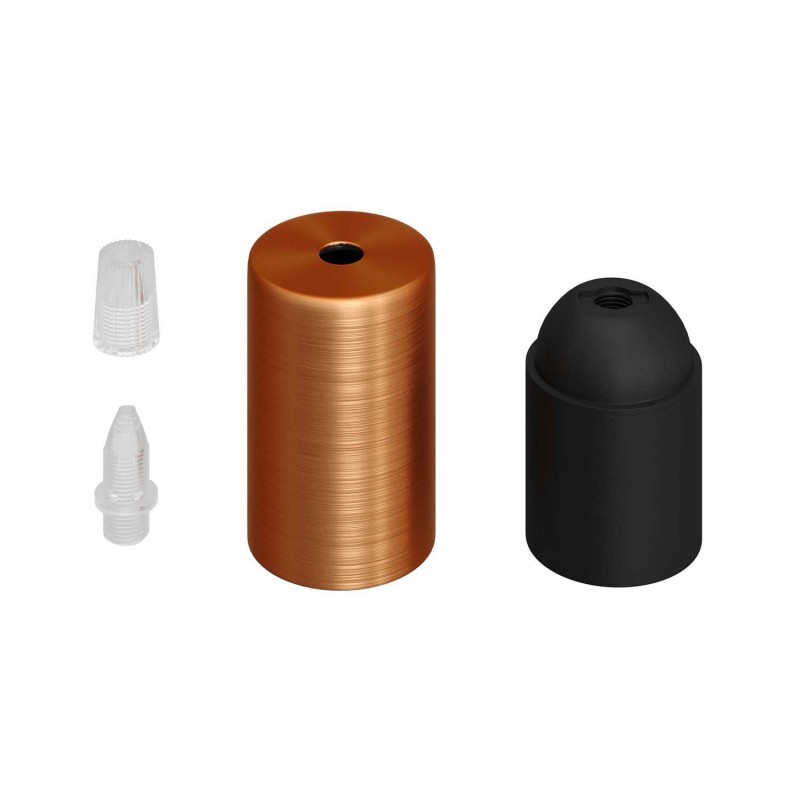 Kit portalámparas cilíndrico de metal E27