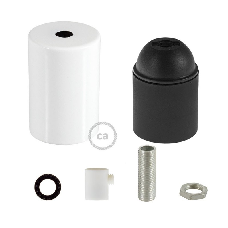 Kit portalámparas cilíndrico de metal E27
