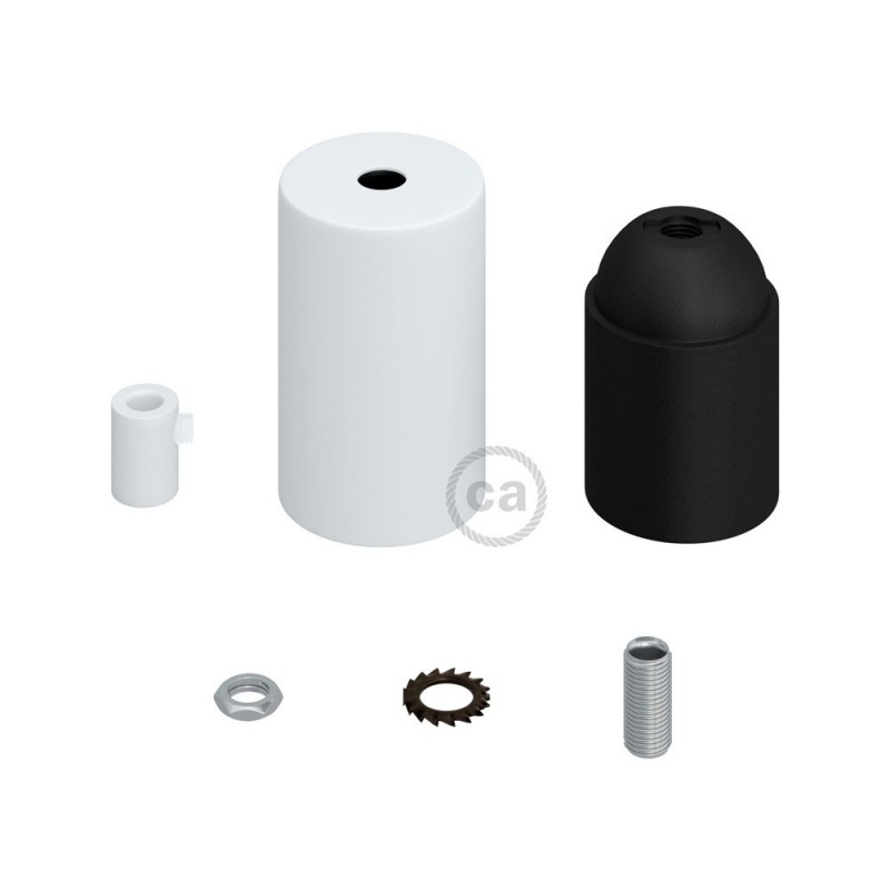 Kit portalámparas cilíndrico de metal E27