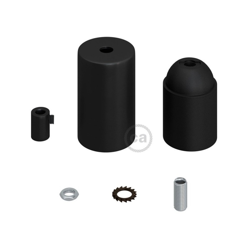 Kit portalámparas cilíndrico de metal E27