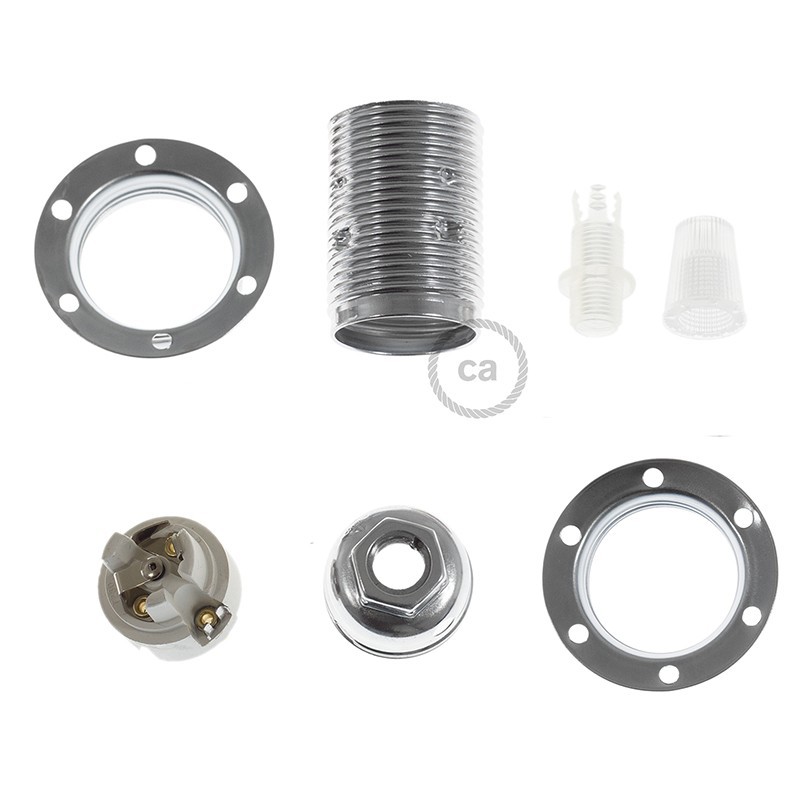Kit portalámparas para pantalla de metal doble arandela E14