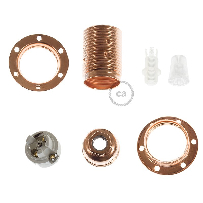 Kit portalámparas para pantalla de metal doble arandela E14