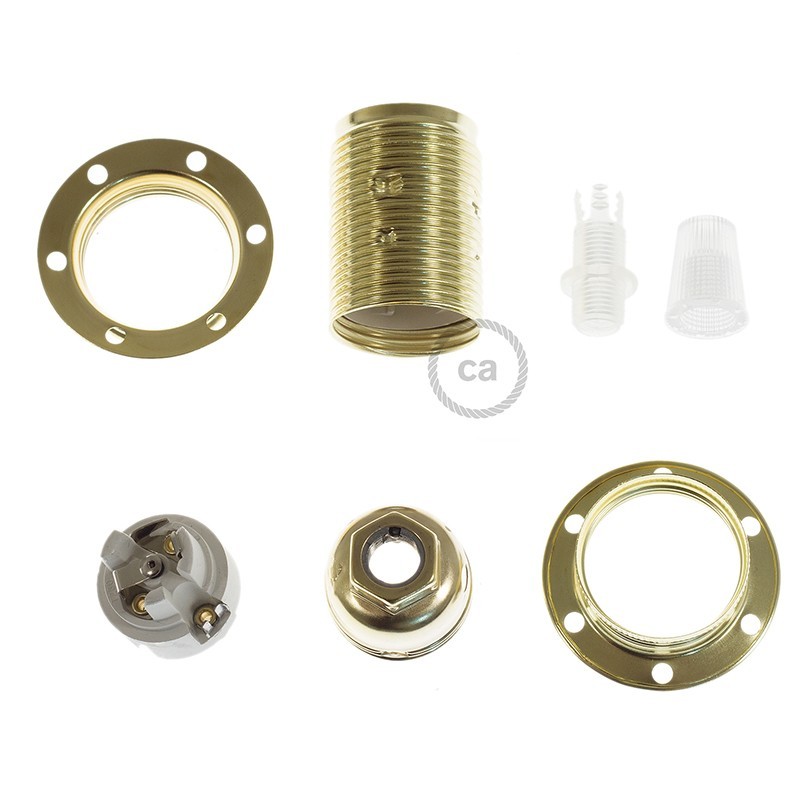 Kit portalámparas para pantalla de metal doble arandela E14