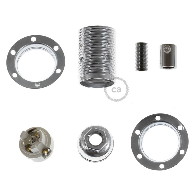 Kit portalámparas para pantalla de metal doble arandela E14