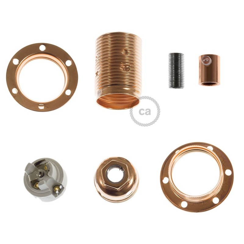 Kit portalámparas para pantalla de metal doble arandela E14