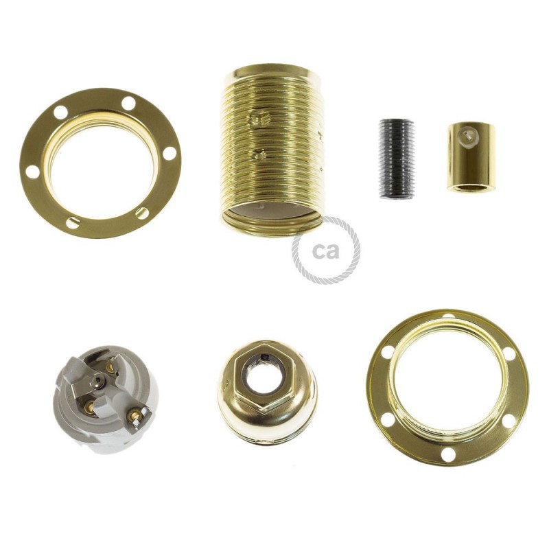 Kit portalámparas para pantalla de metal doble arandela E14