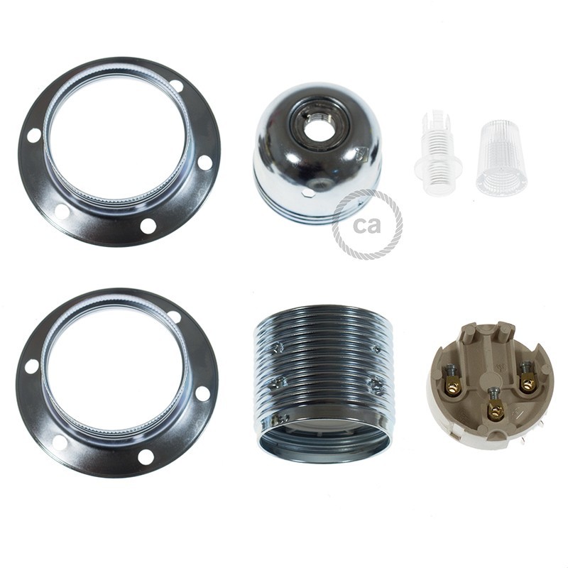 Kit portalámparas para pantalla de metal doble arandela E27