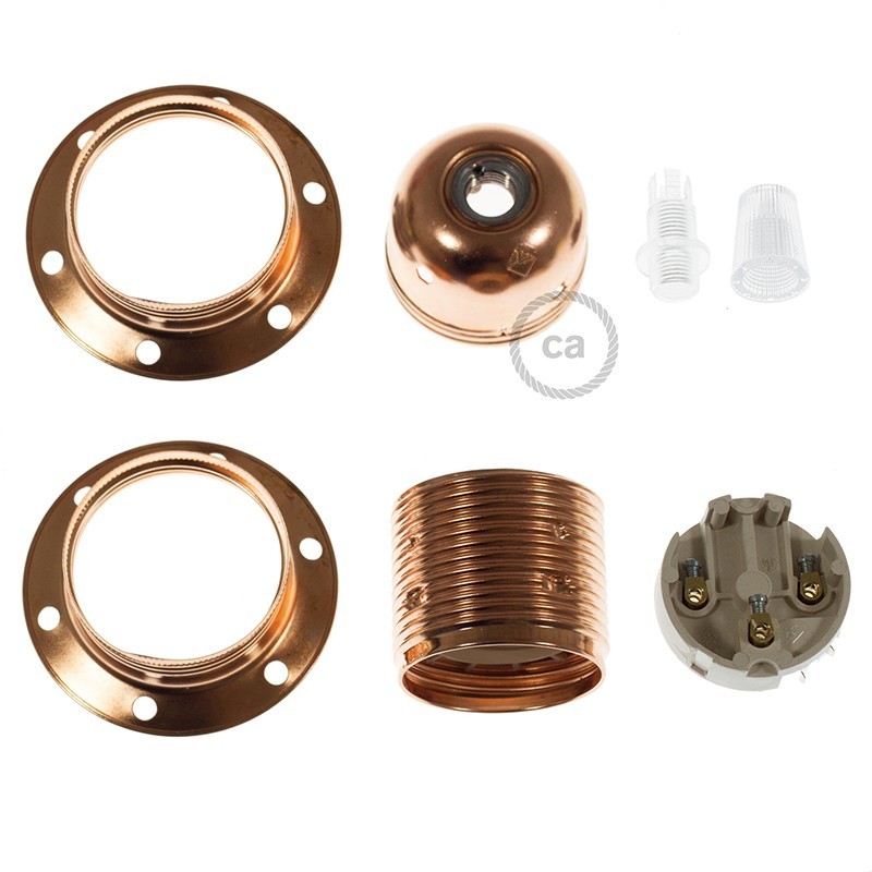 Kit portalámparas para pantalla de metal doble arandela E27