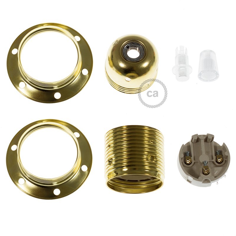 Kit portalámparas para pantalla de metal doble arandela E27
