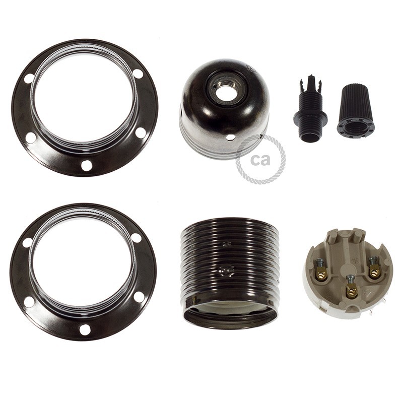 Kit portalámparas para pantalla de metal doble arandela E27