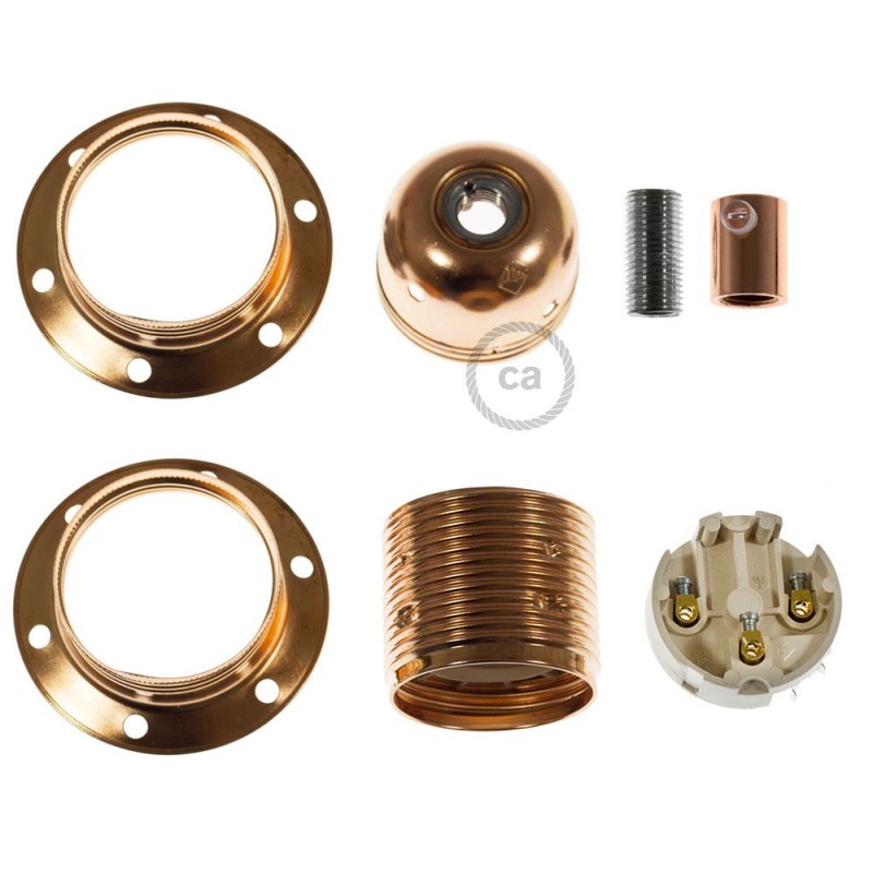 Kit portalámparas para pantalla de metal doble arandela E27