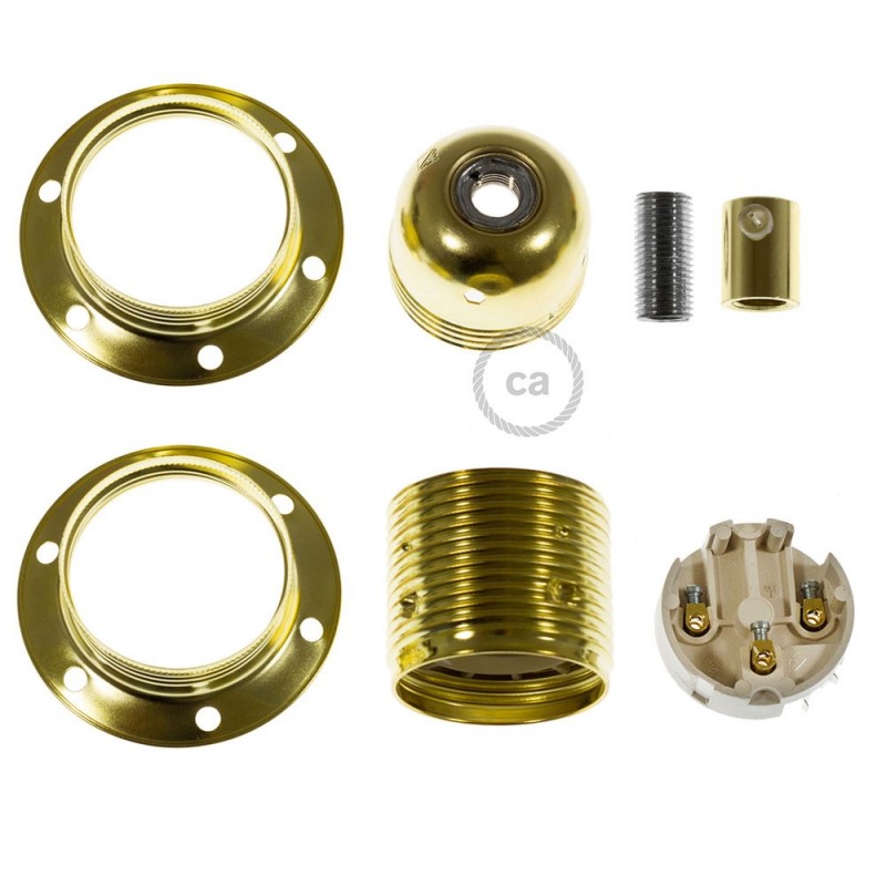 Kit portalámparas para pantalla de metal doble arandela E27