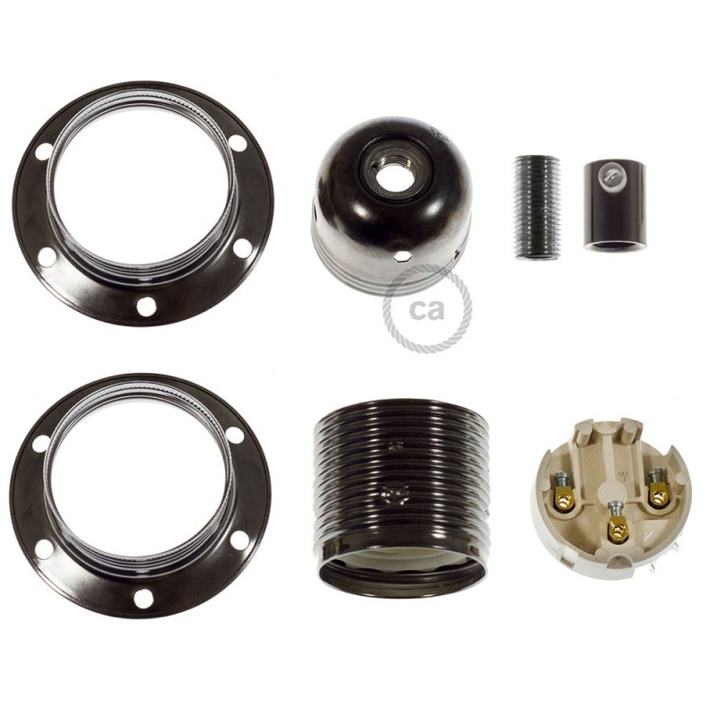 Kit portalámparas para pantalla de metal doble arandela E27