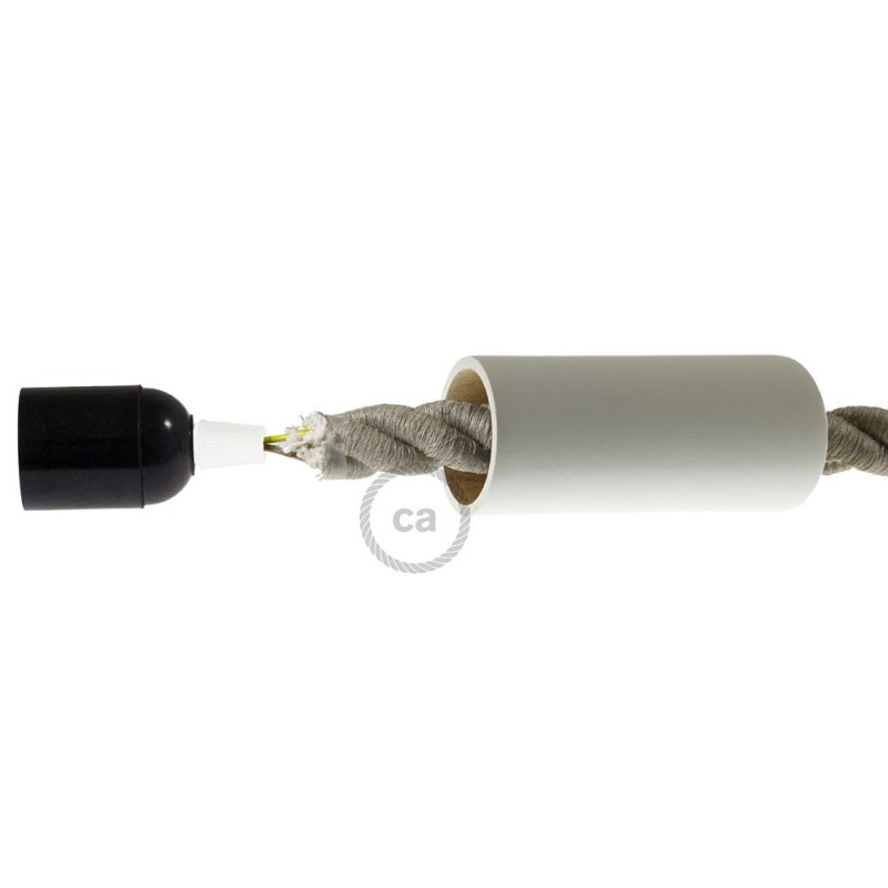 Kit portalámparas de madera E27 para cable 2XL