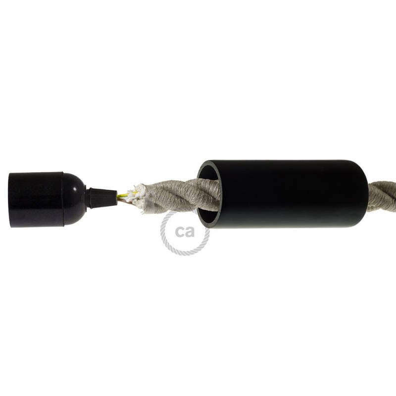 Kit portalámparas de madera E27 para cable 2XL