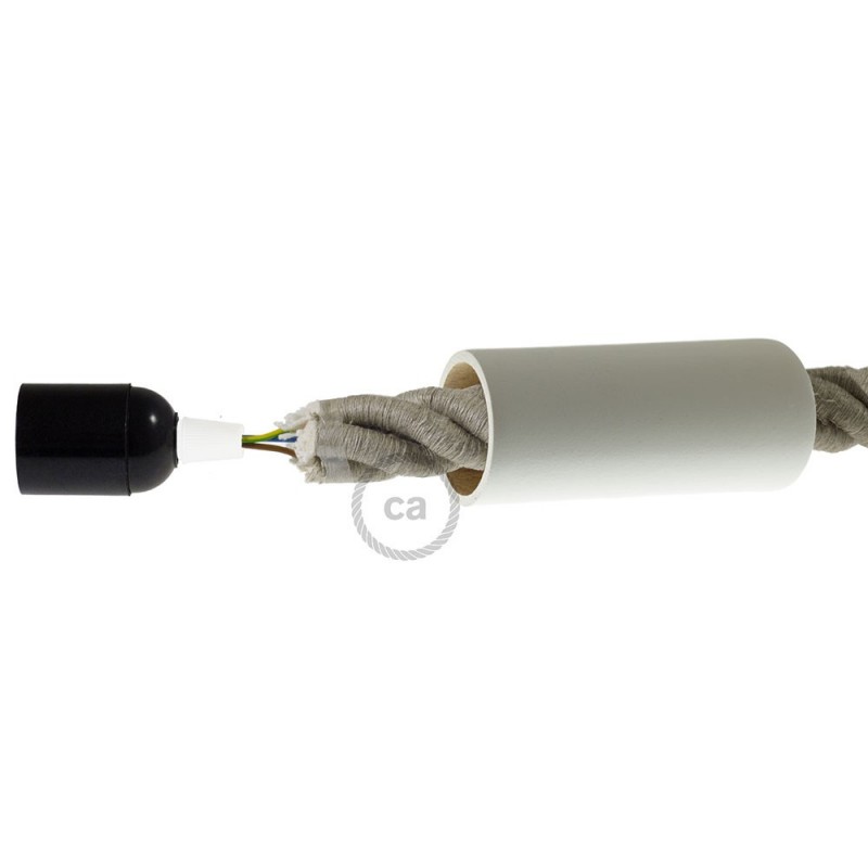 Kit portalámparas de madera E27 para cable 3XL
