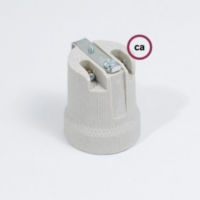 Kit portalámparas de porcelana E27 con soporte interior