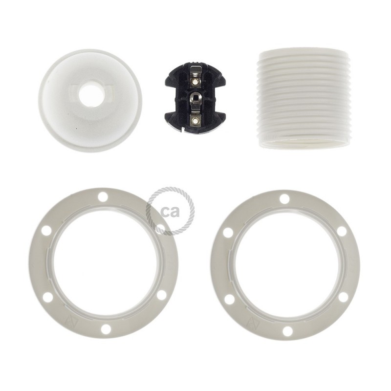 Kit portalámparas para pantalla de termoplástico con doble arandela E27