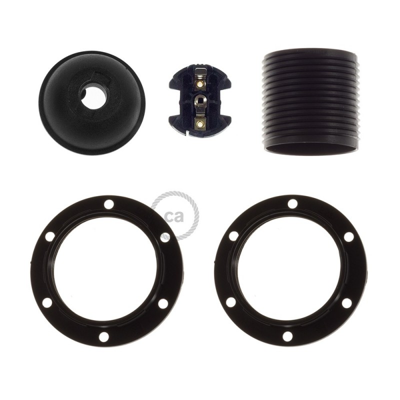 Kit portalámparas para pantalla de termoplástico con doble arandela E27