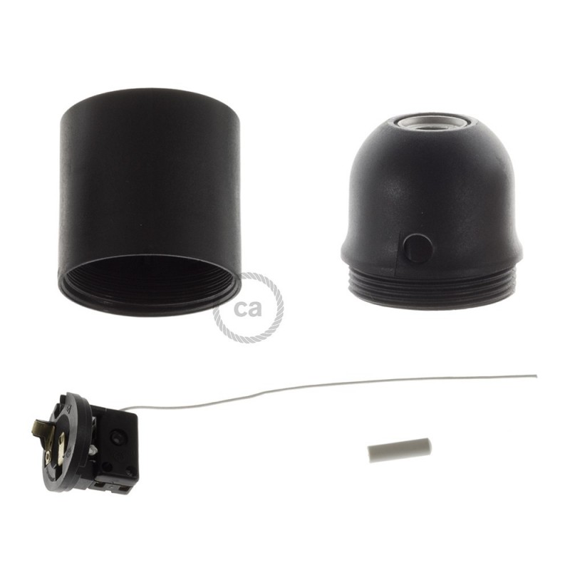 Kit portalámparas termoplástico para pantallas E27 con tirador