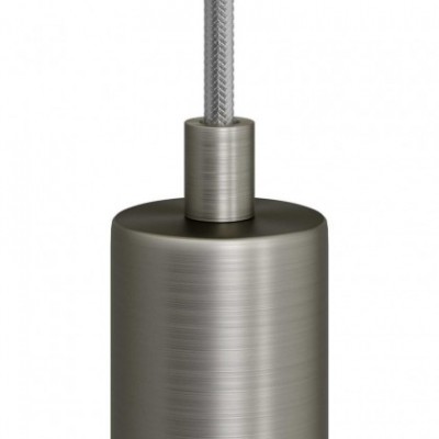 Prensaestopa redondo metal con acabado titanio satinado completo con tubo roscado, tuerca y arandela.