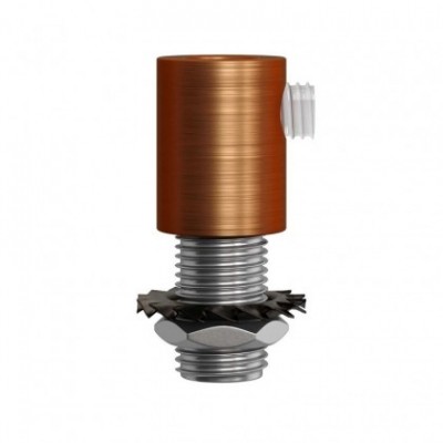 Prensaestopa redondo metal con acabado cobre satinado completo con tubo roscado, tuerca y arandela.