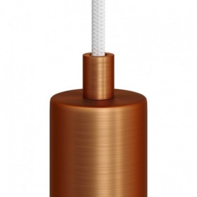 Prensaestopa redondo metal con acabado cobre satinado completo con tubo roscado, tuerca y arandela.